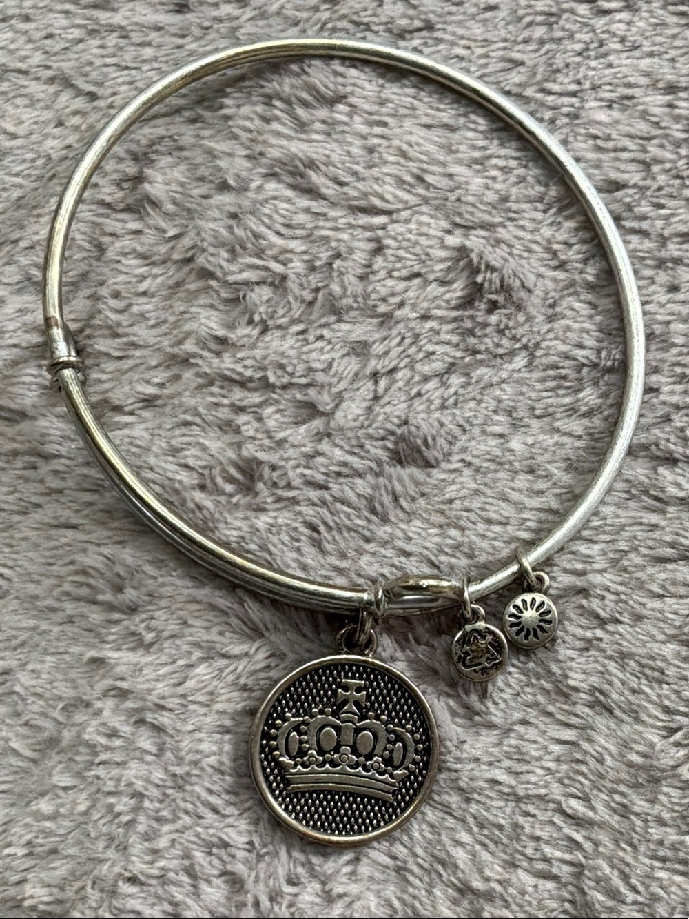 Alex and Ani Silver Crown Charm Bangle Bracelet